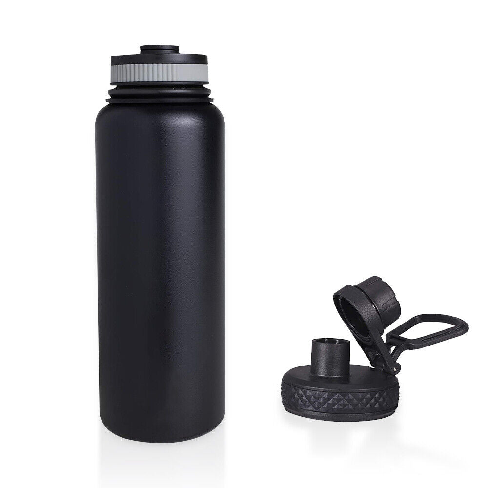 Black 40oz Stainless Steel Wide Mouth Water Bottle I7370