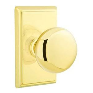 Double Dummy Providence Door Knob with Rectangular Rose in Unlacquered Brass A257955