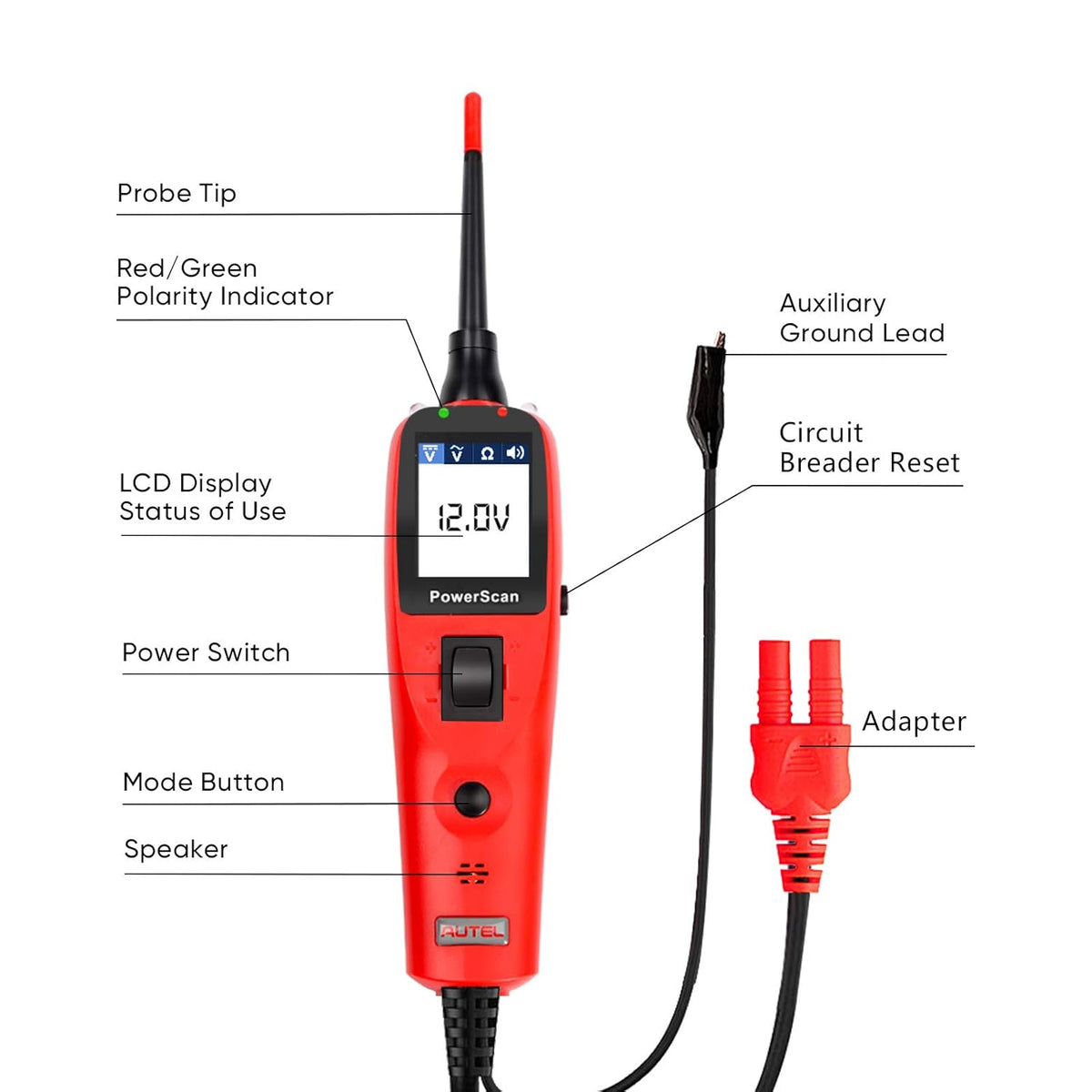 Red Automotive Circuit Tester Digital Voltmeter R81610