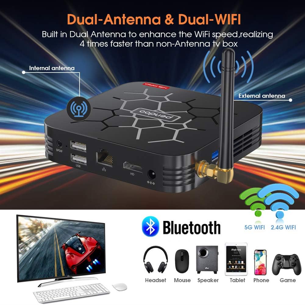 Android TV Box 4GB RAM 32GB ROM Quad-Core 4K H.265 USB3.0 Pack of 2 Q7717