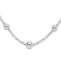 925 Sterling Silver Beaded Link Toggle Necklace 18" J85378