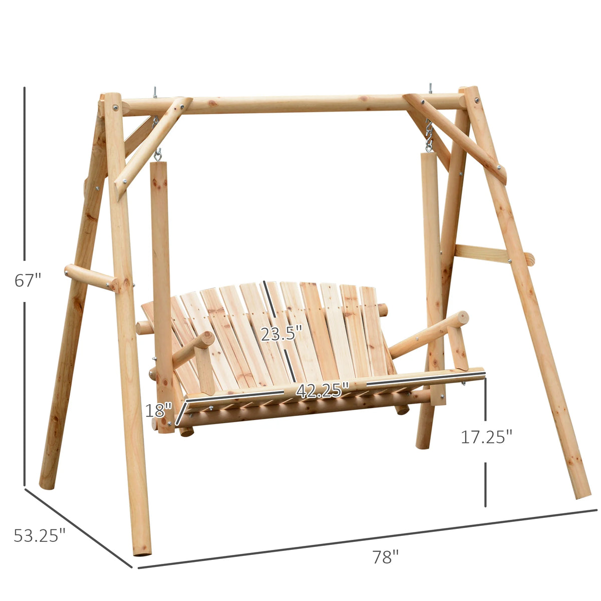Natural Wooden Porch Swing Bench M533