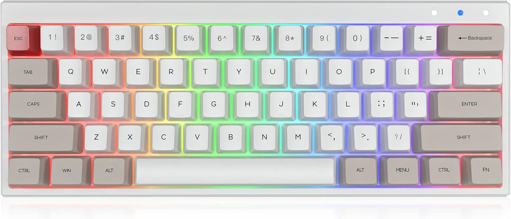 60% Mechanical Gaming Keyboard Hot Swappable RGB Backlit Dye-Sublimation Keycap 61Key Wireless/Wired Keyboard Black Gateron Optical Red Q22560