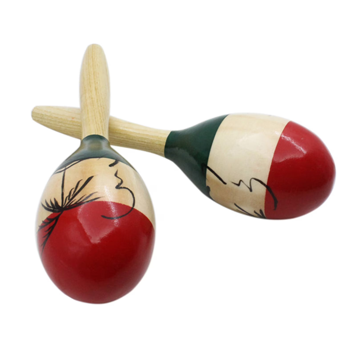 Pair of Wooden Large Maracas Percussion Instrument Musical Toy W462