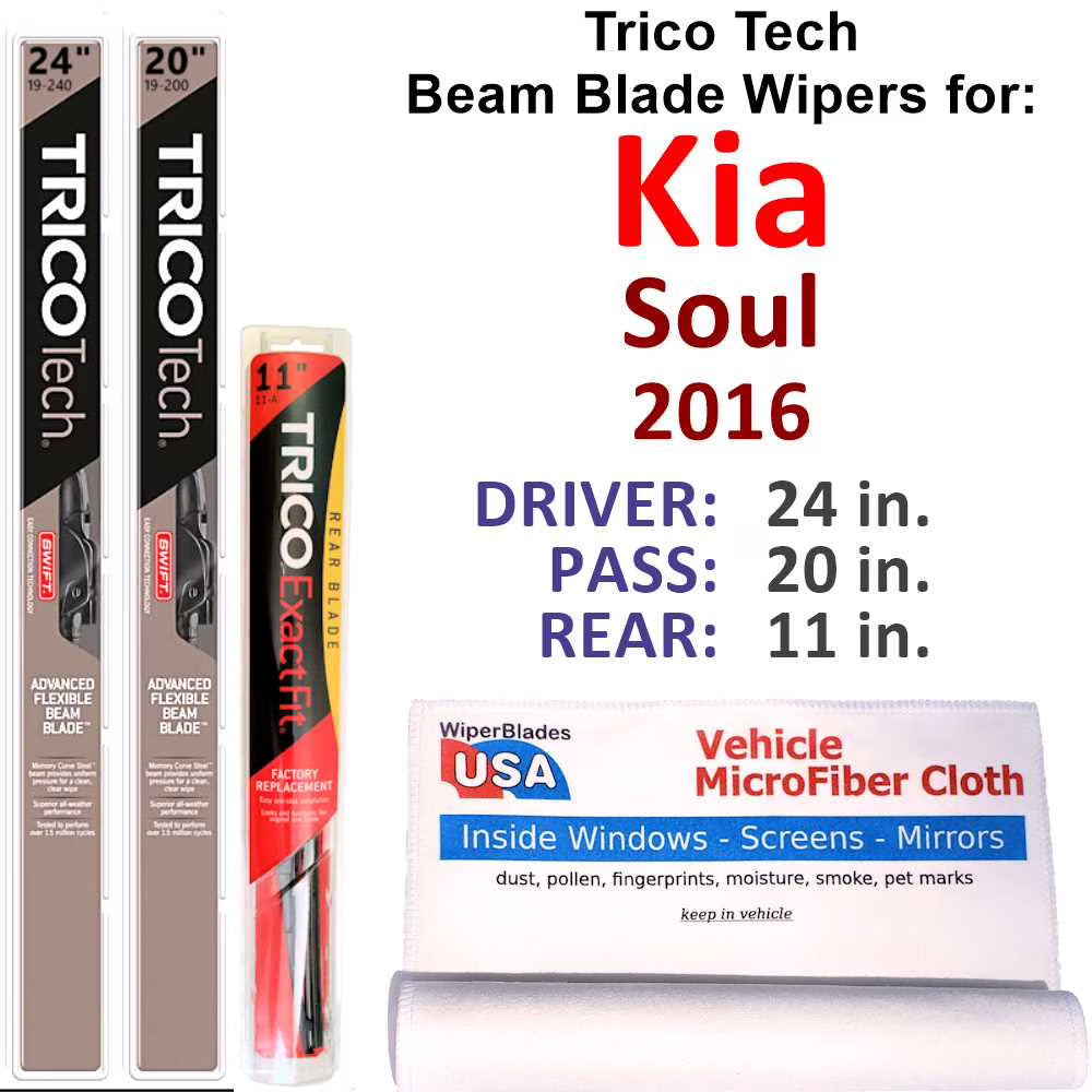 Beam Blade Wipers Set of 3 with Rear Wiper E592609