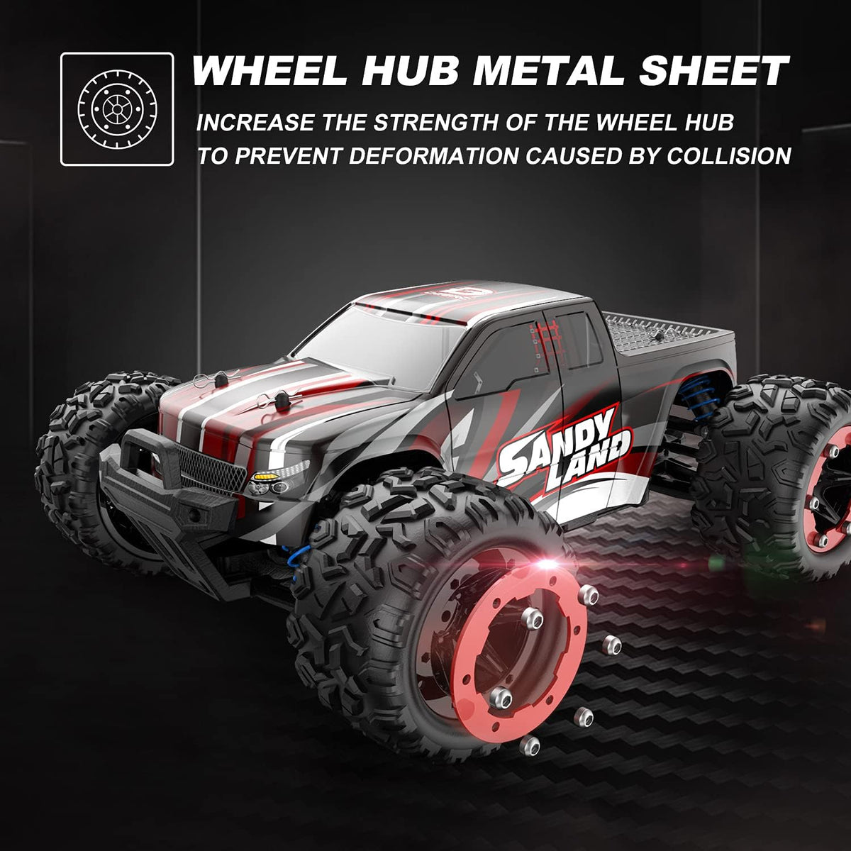 Remote Control Car 1:18 Scale 4WD Off Road Monster Trucks 2.4GHz 2 Rechargeable Battery Pack of 2 I8306