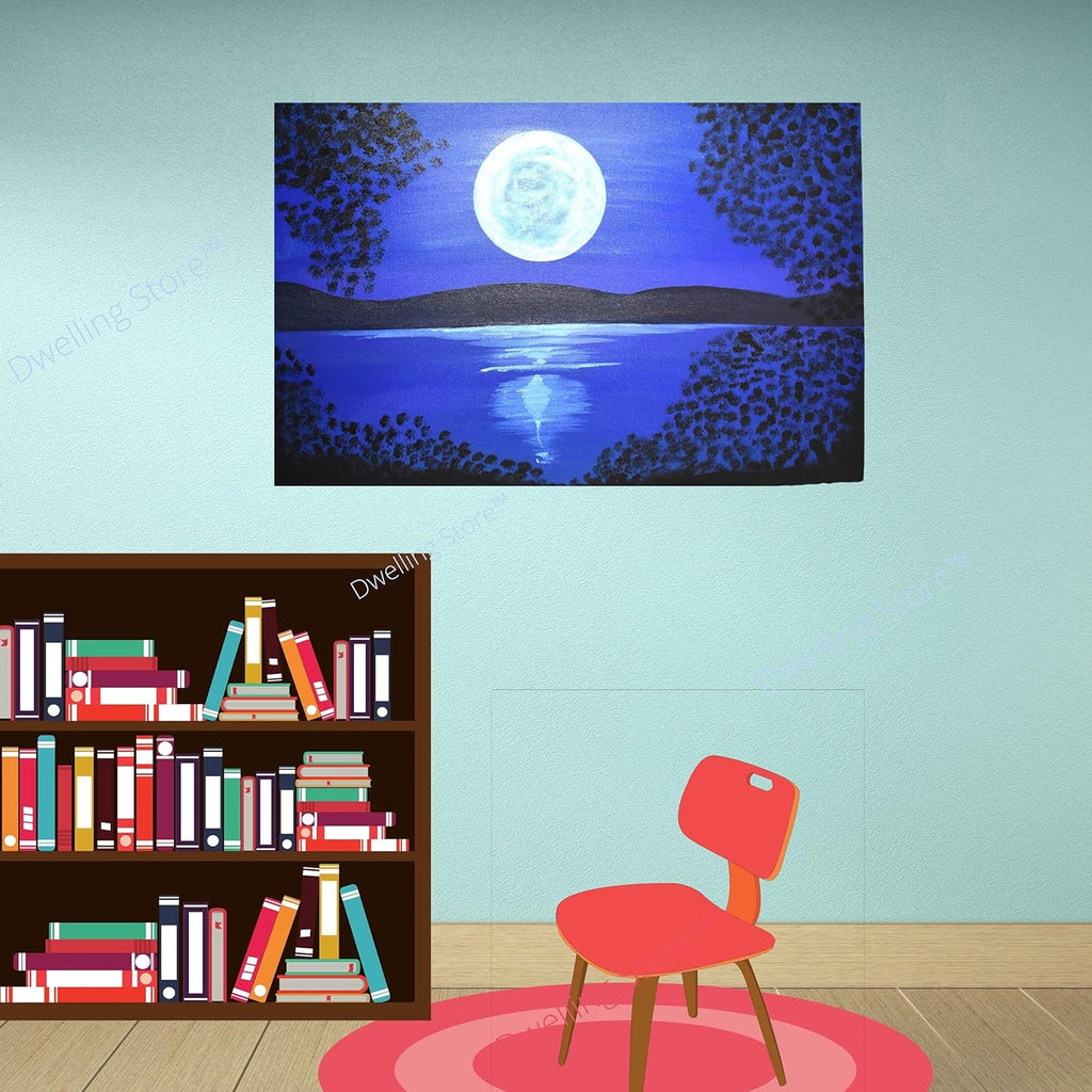 Canvas Wall Art Moon Picture Painting 36x24 Inches P722