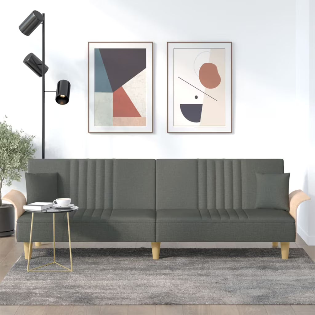 Dark Gray Fabric Sofa Bed with Armrests T671