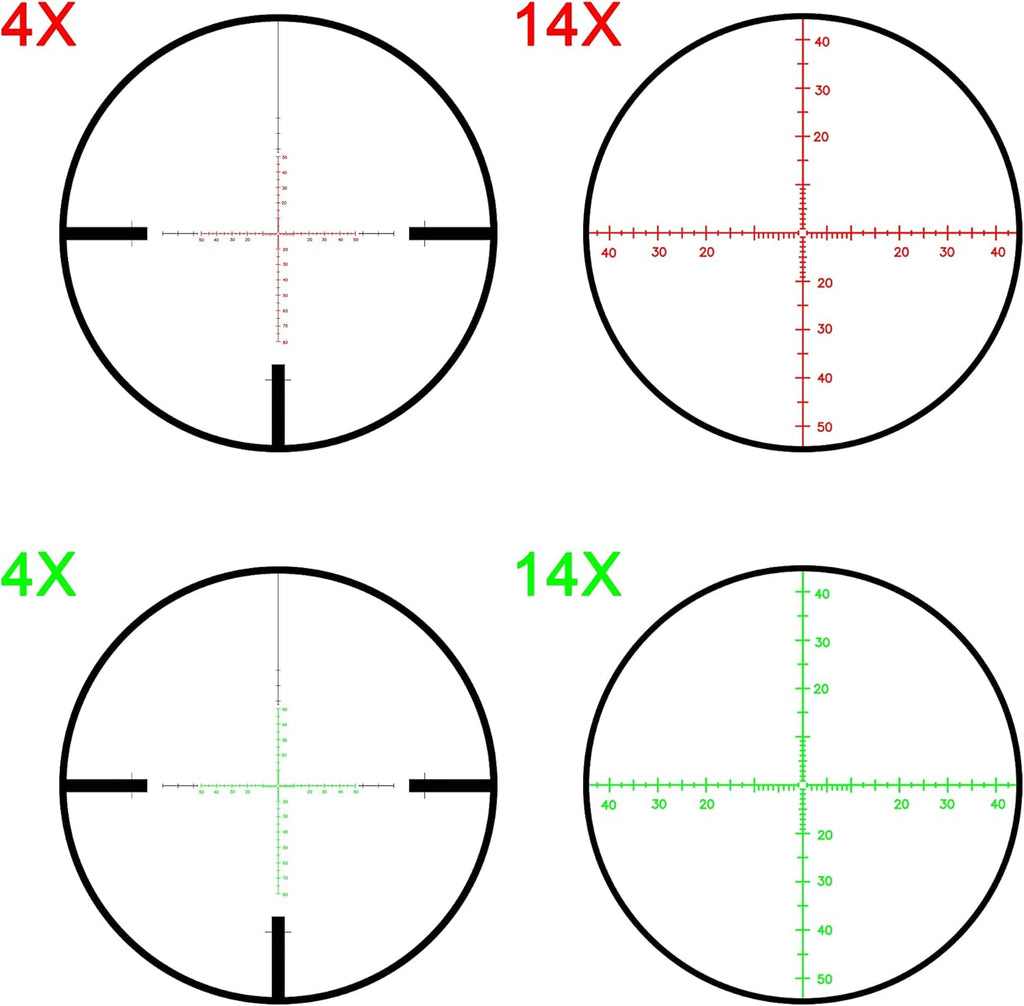 4-14x44 FFP Rifle Scope 30mm Tube with Red/Green Illuminated MOA Reticle S2589