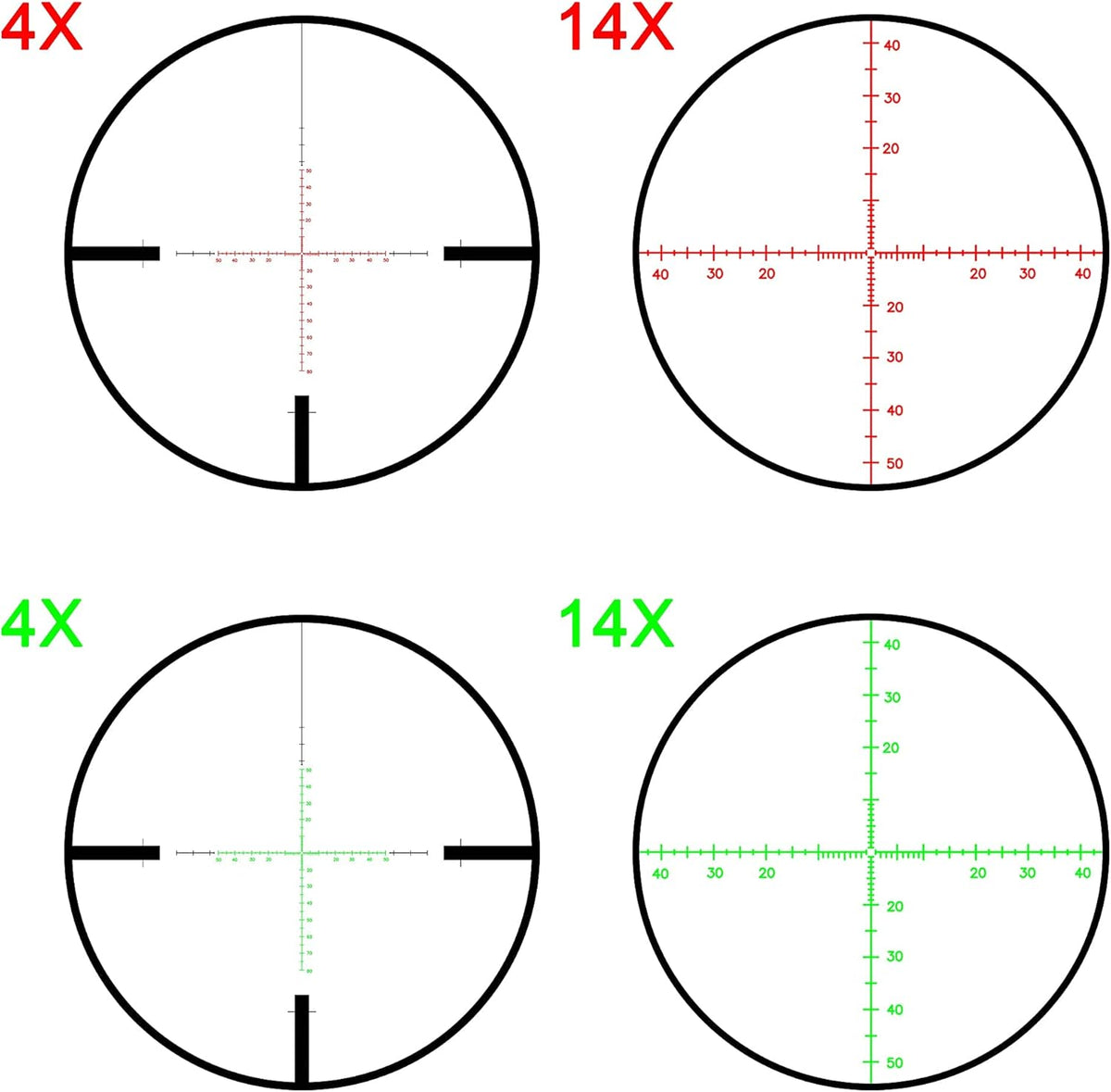 4-14x44 FFP Rifle Scope 30mm Tube with Red/Green Illuminated MOA Reticle S2589