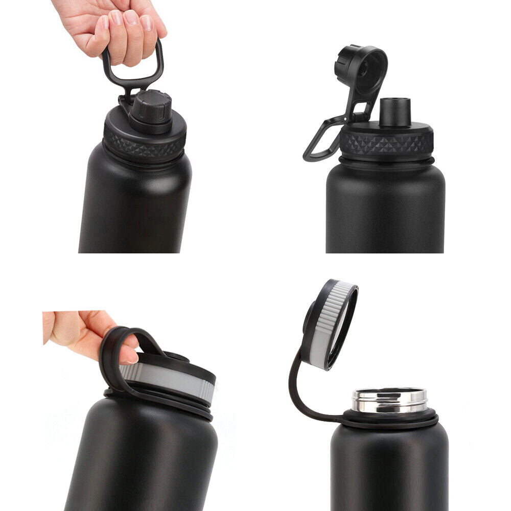 Black 40oz Stainless Steel Wide Mouth Water Bottle I7370