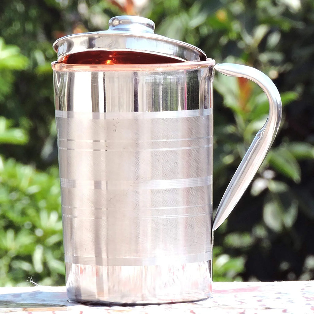 Stainless Steel and Copper Pitcher with Lid, 1.7 Lt. F667
