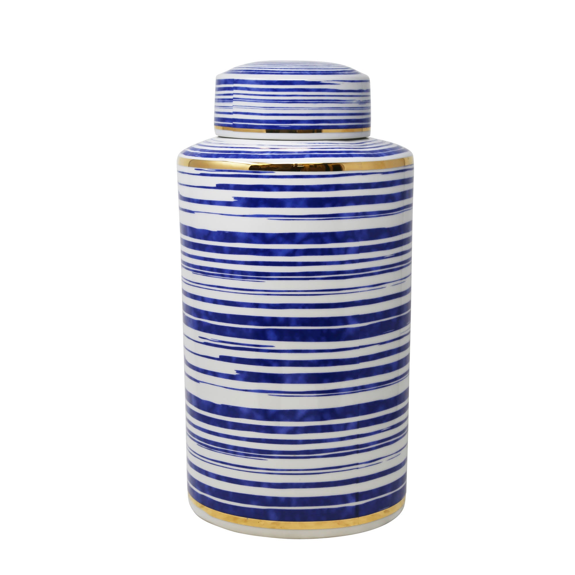 Striped White/Blue/Gold Jar I14583