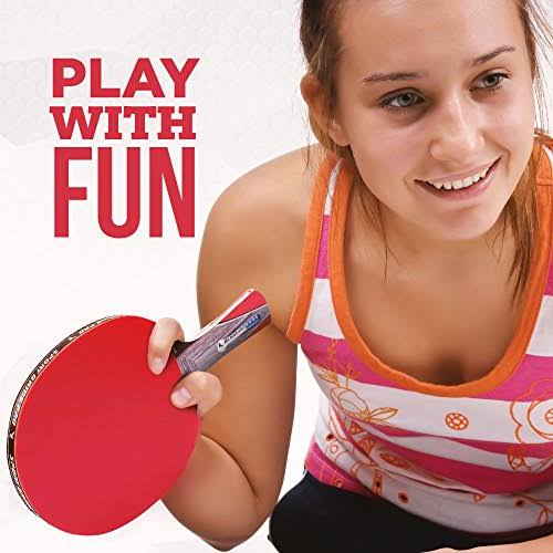 Red Double Ping Pong Paddle with Case J373