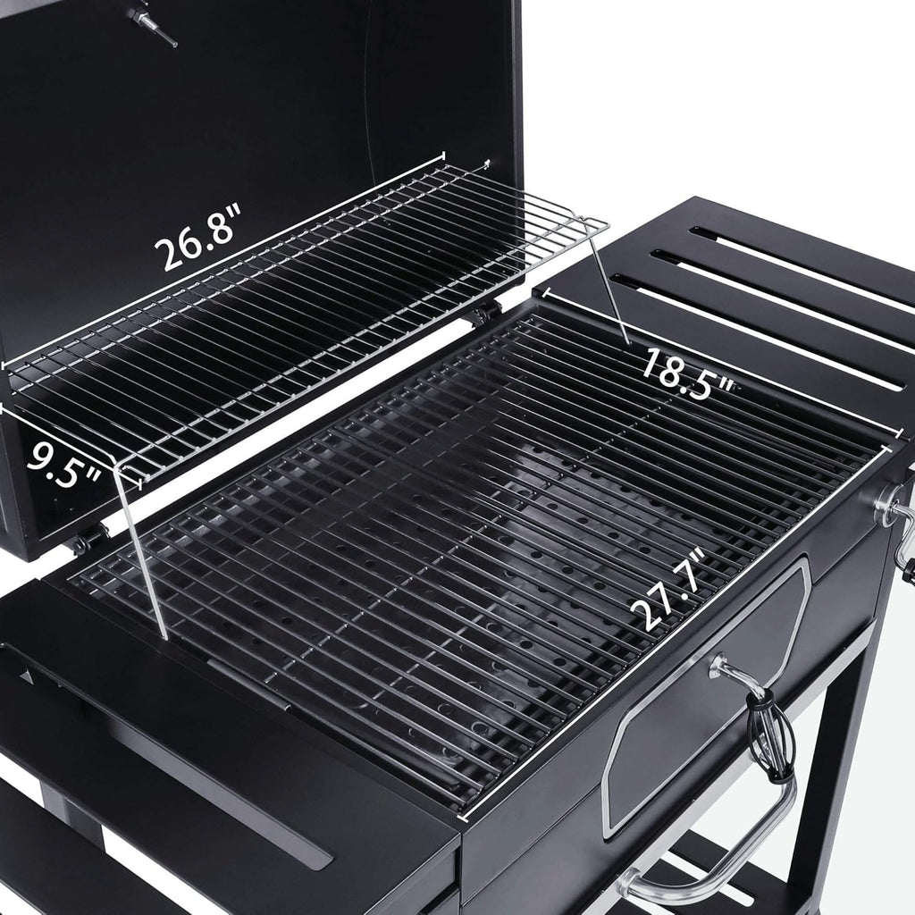 30-Inch Charcoal Grill BBQ Smoker Black J93735