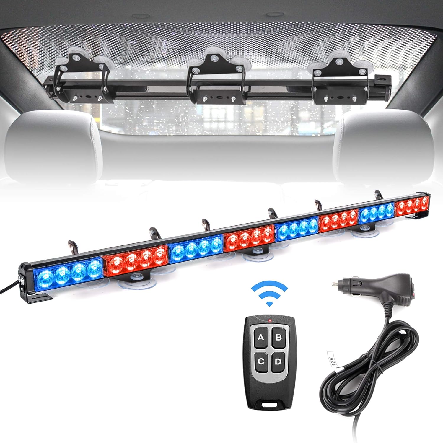 Amber White 35.5 inch 8 Panels Strobe Light Bar Pack of 2 C6517