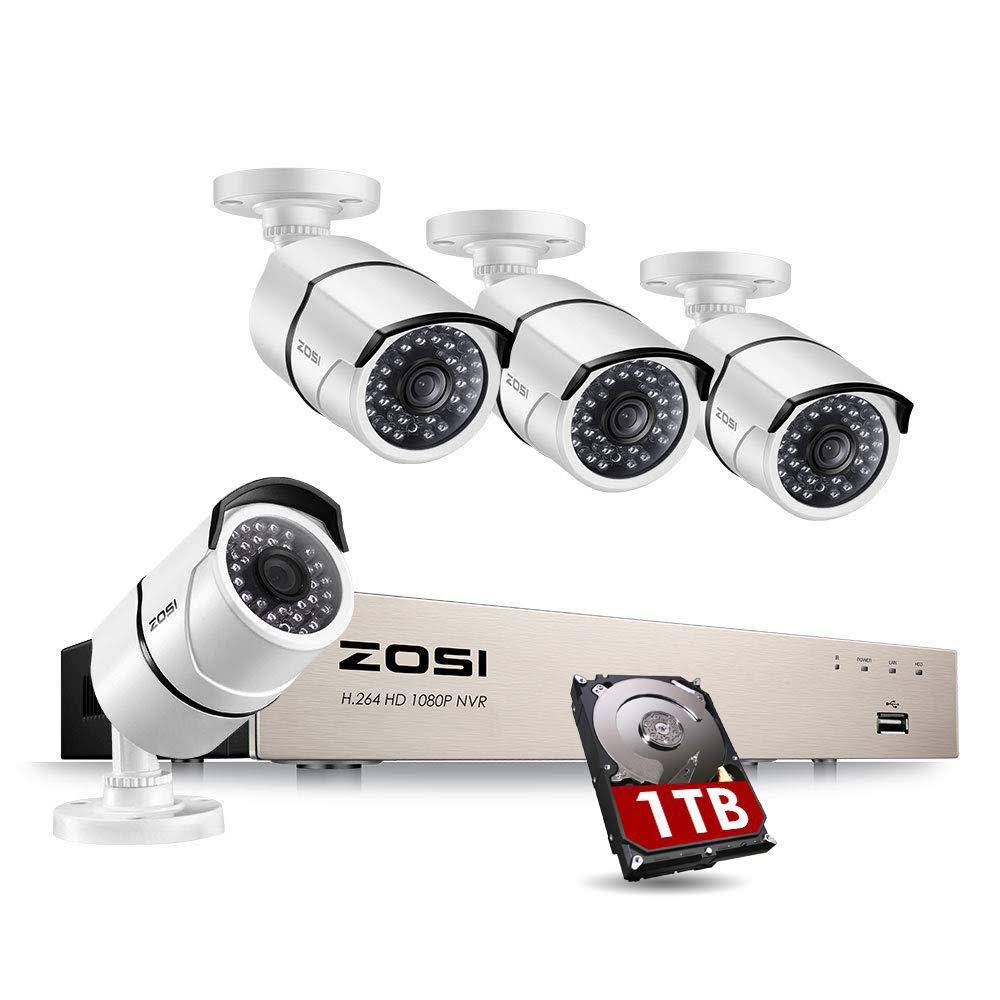 1080p PoE 8-Channel 1TB Hard Drive DVR Security Camera System with 4-Wired Bullet Cameras Y853