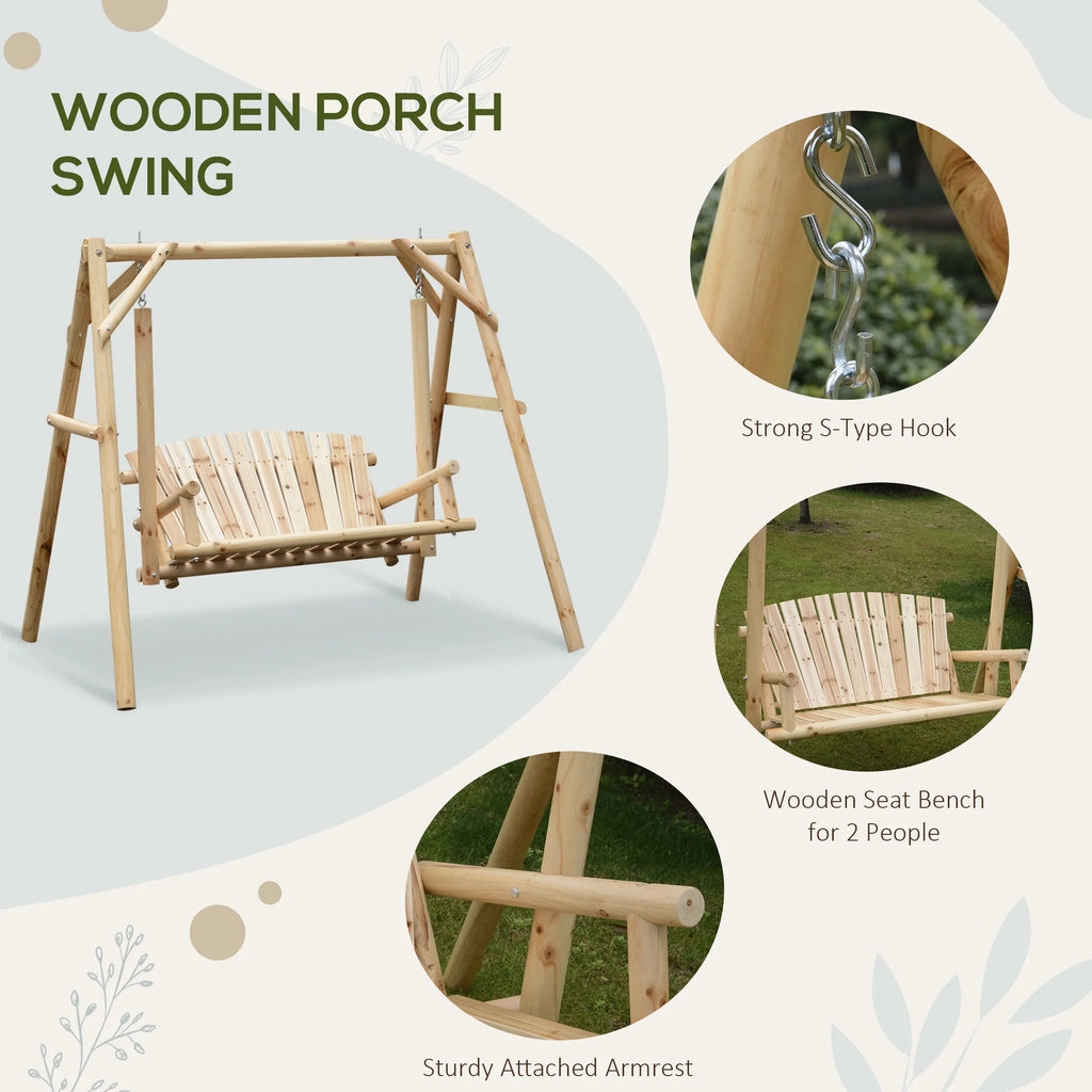 Natural Wooden Porch Swing Bench M533