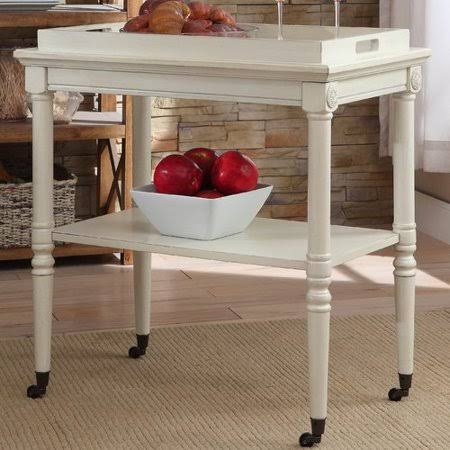 Antique White Tray Bar Cart U412988