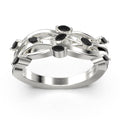 Marquise Black Diamond Moissanite Wedding Ring 18K White Gold Over Silver H800