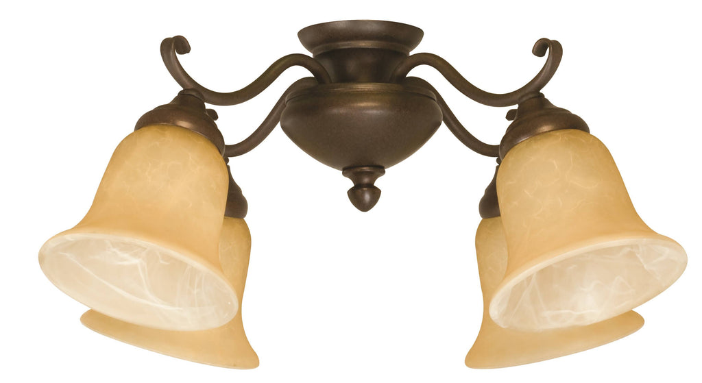 4 Light Universal Fan Light Kit with Tea-Stained Glass, Oiled Bronze D988750