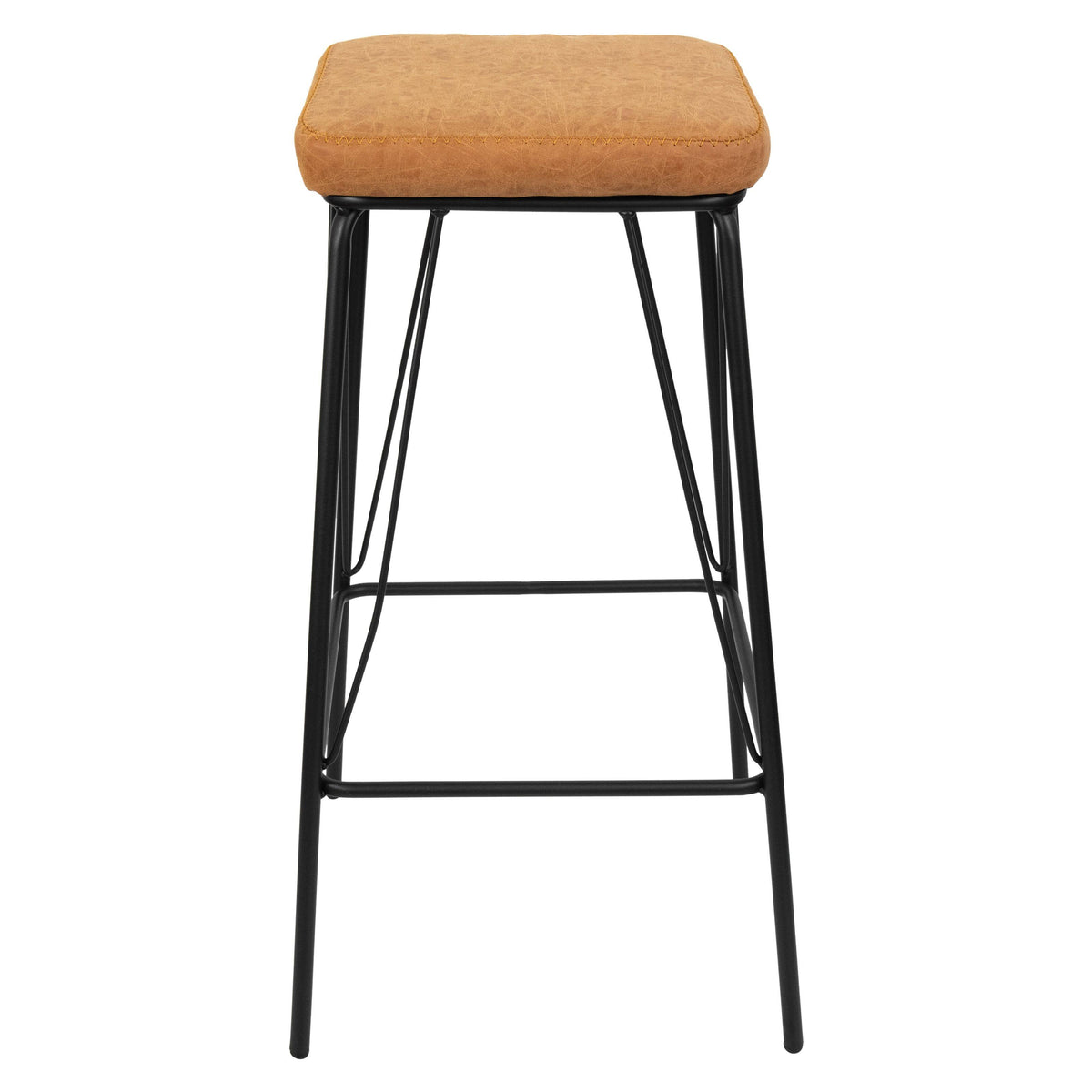 Charcoal Black Leather Bar Stool with Metal Frame, Set of 2 C2234