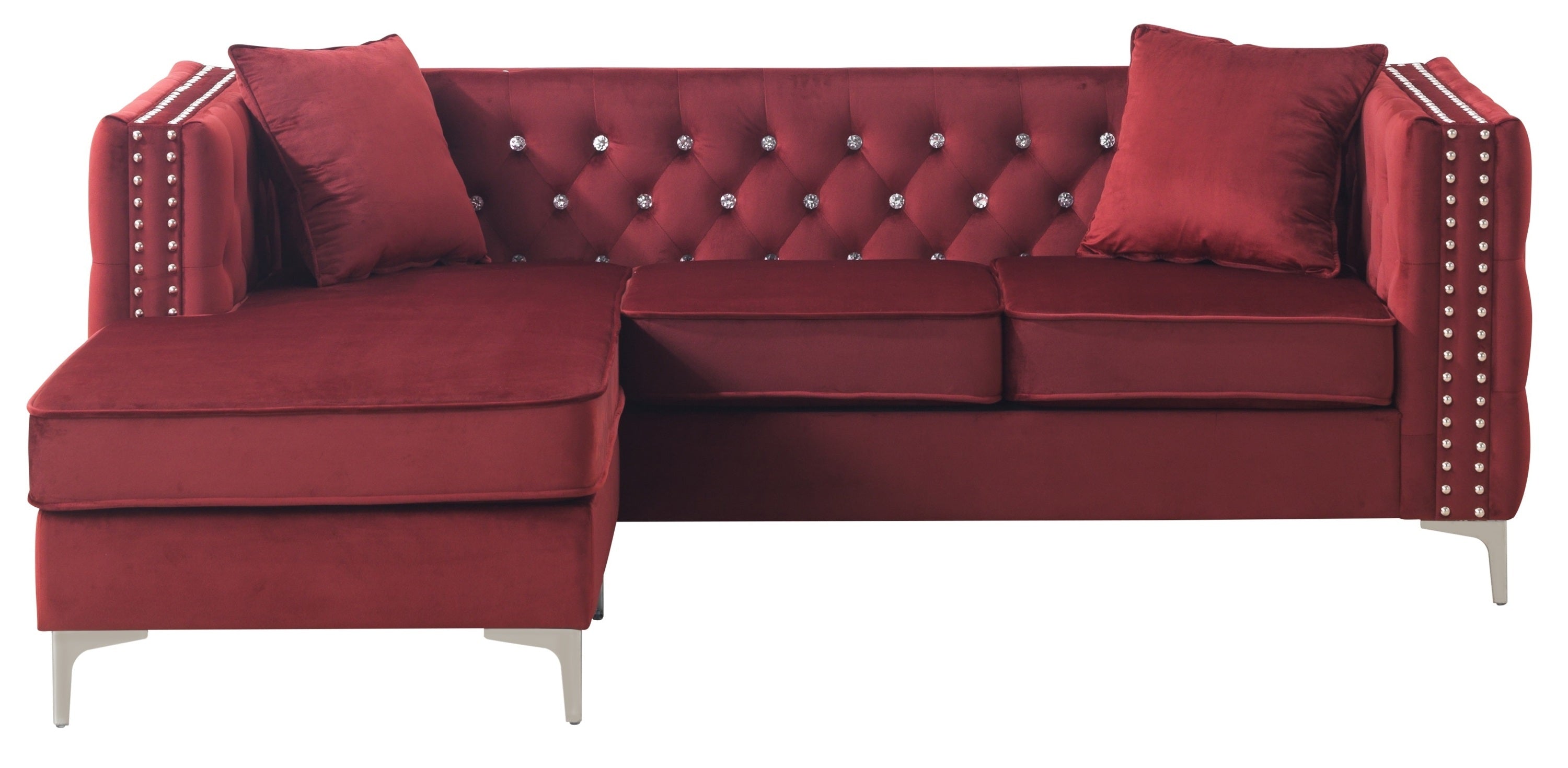 Burgundy Sectional Sofa Chaise J741