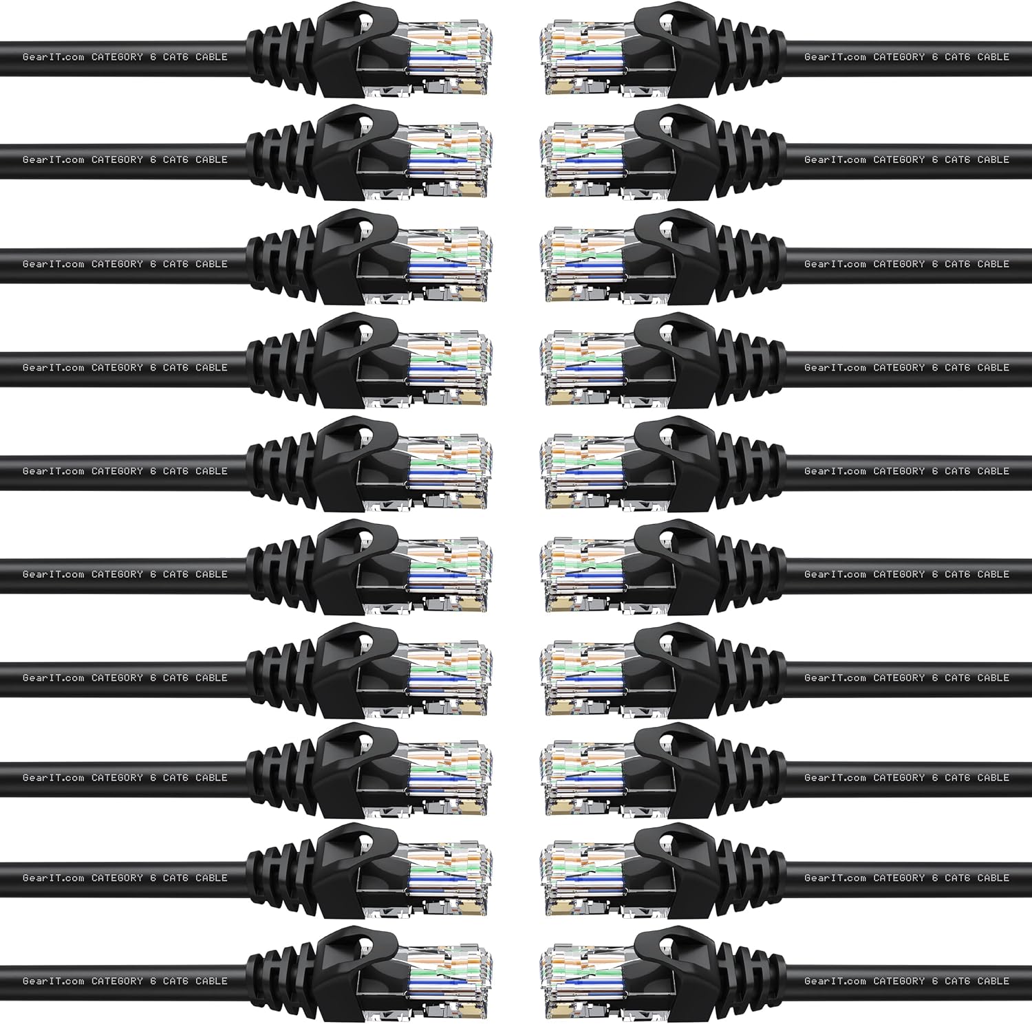 20-Pack Cat6 Patch Cable 7 Feet Black I702