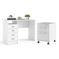 White Wooden Writing Desk Set V242034