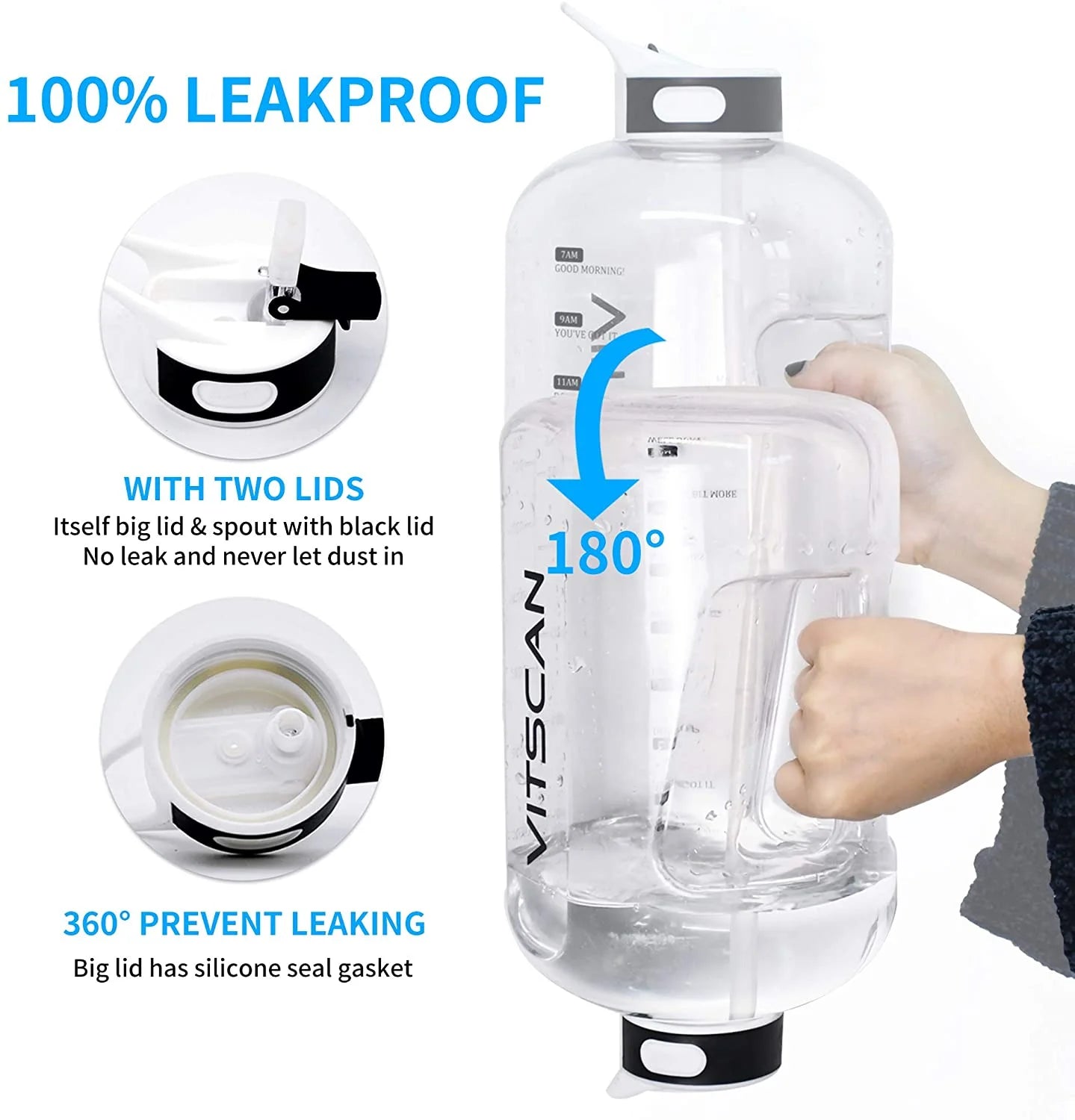 128 Oz Water Bottle with Straw and Time Marker, BPA Free P335