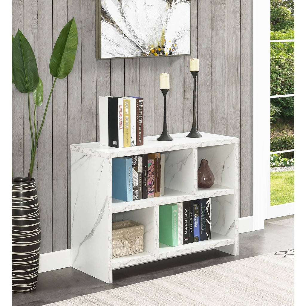 White Faux Marble 3 Tier Bookcase B853