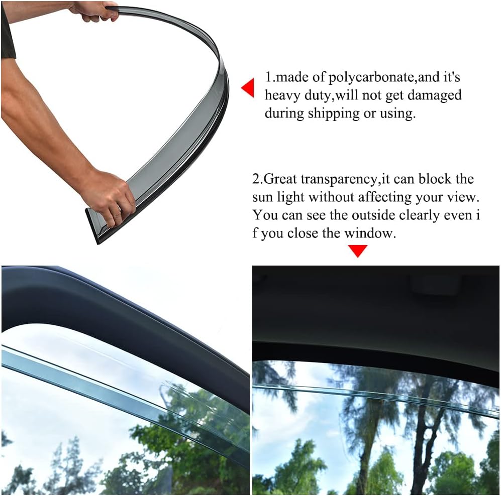 Tape on Rain Guard Vent Visor Window Wind Deflector with 304 Stainless Steel Trim K571441