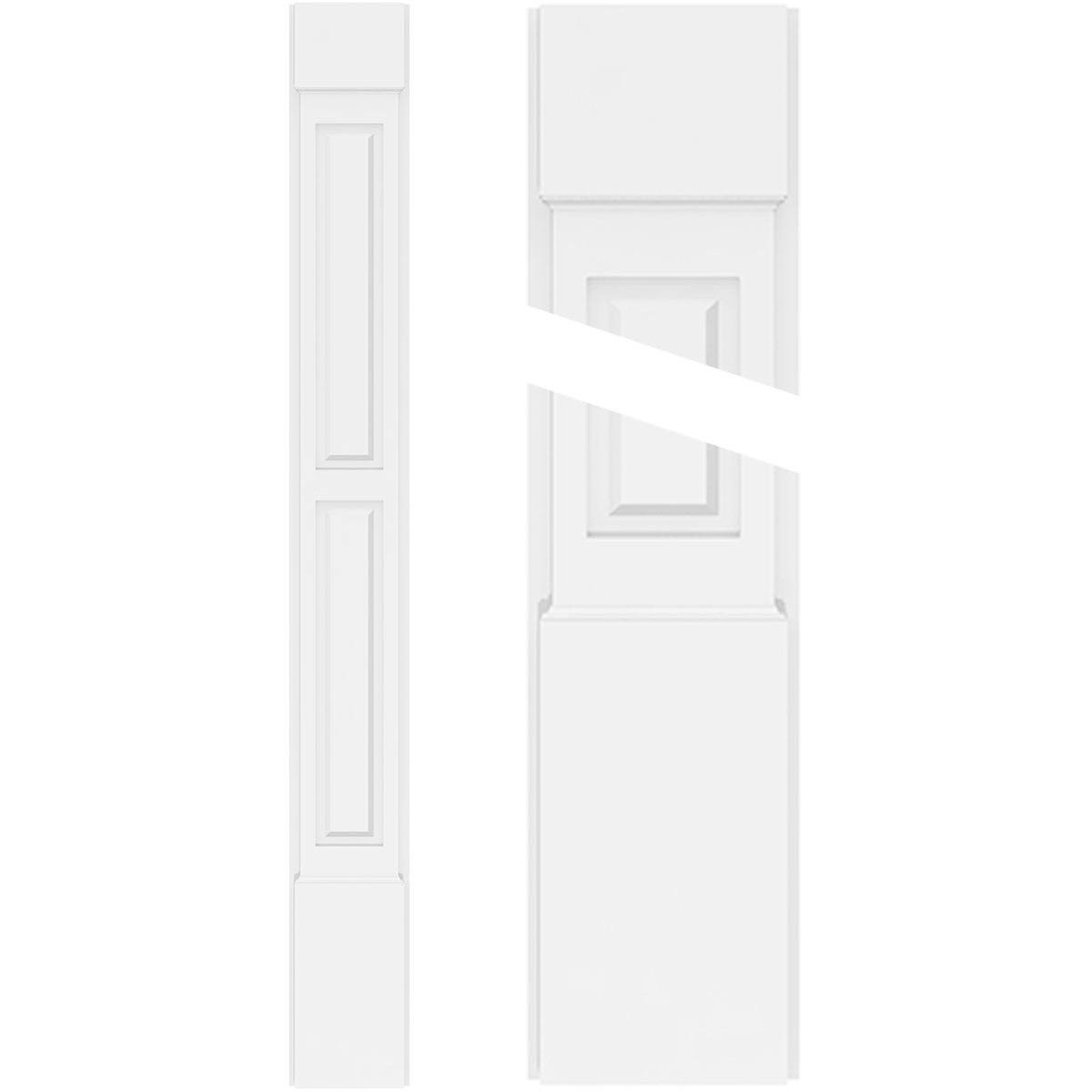 Two Equal Raised Panel PVC Pilaster with Standard Capital and Base (Pair) U86784