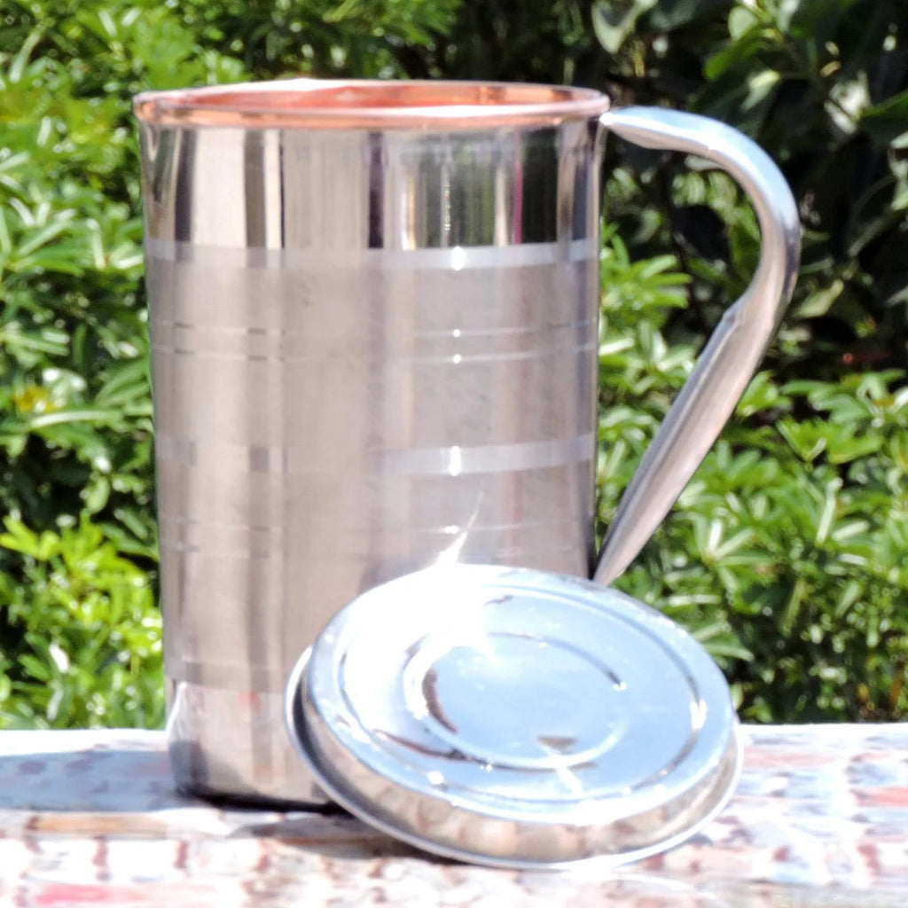 Stainless Steel and Copper Pitcher with Lid, 1.7 Lt. F667