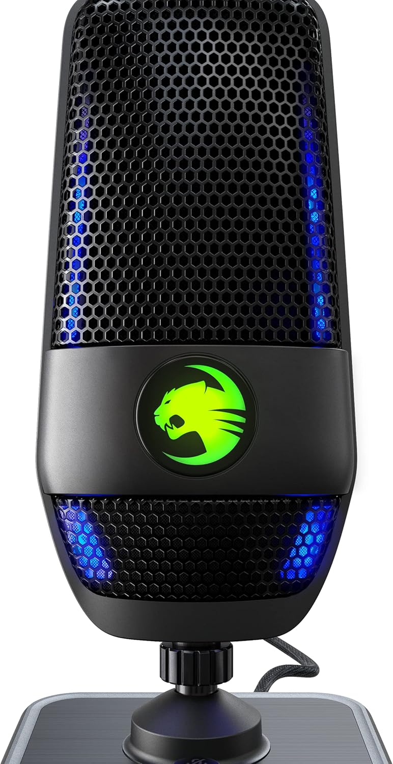 Black USB Microphone with RGB AIMO Lighting V20630