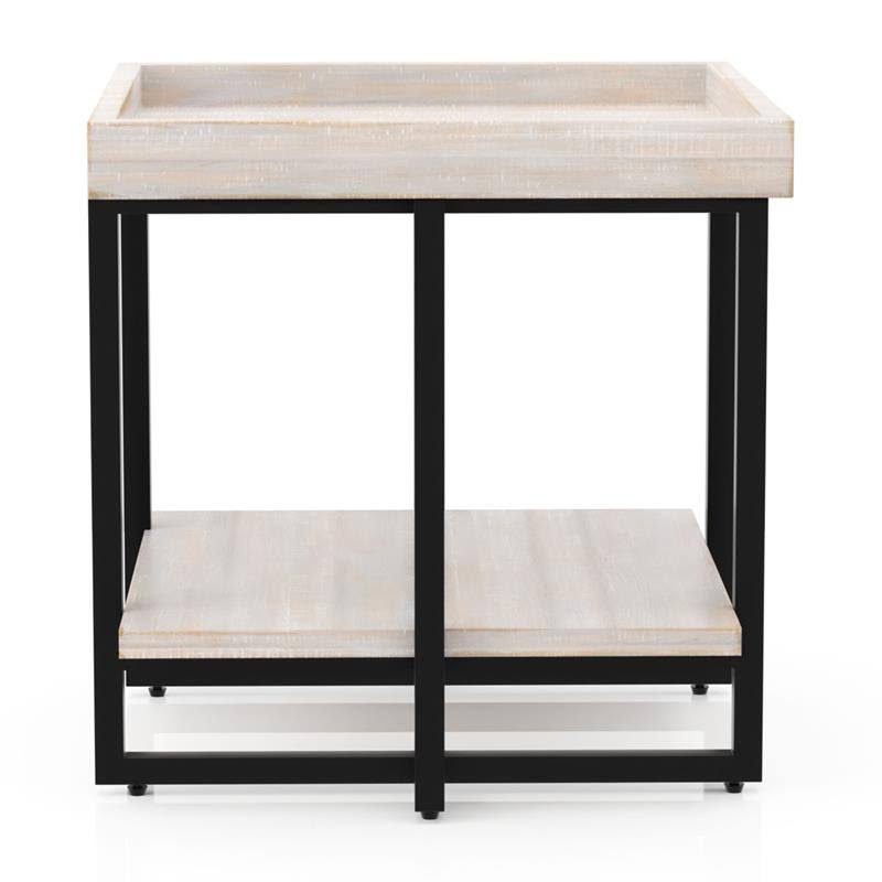 Antique White Wood 1-Shelf End Table L95660