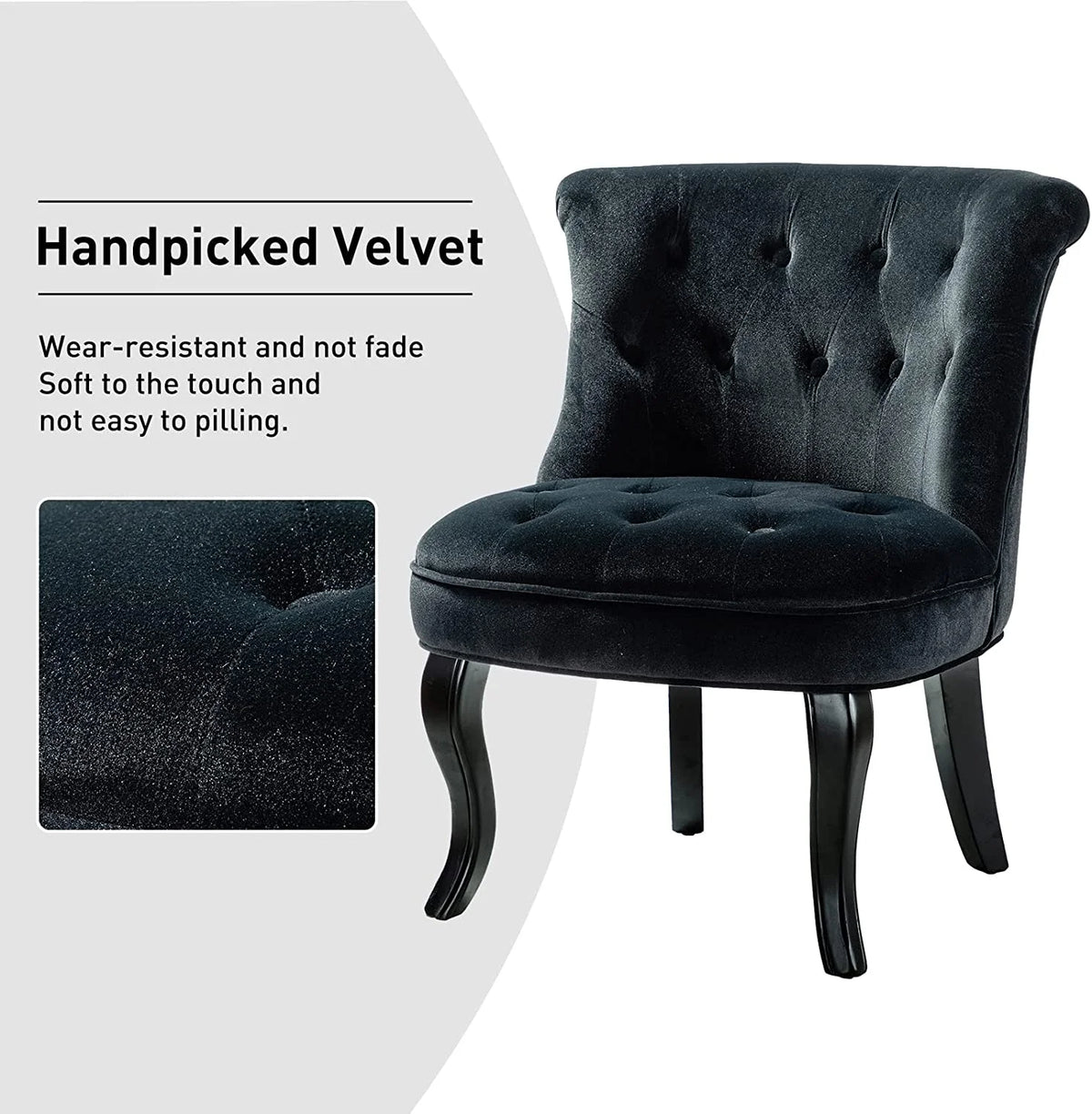 Black Velvet Button Accent Chair P4756