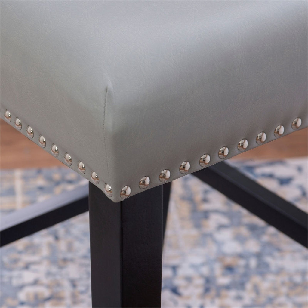 30" Faux Leather & Wood Bar Stool in Dove Gray/Black P31552