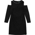 Black Beaded Jersey Cold Shoulder Dress W5630
