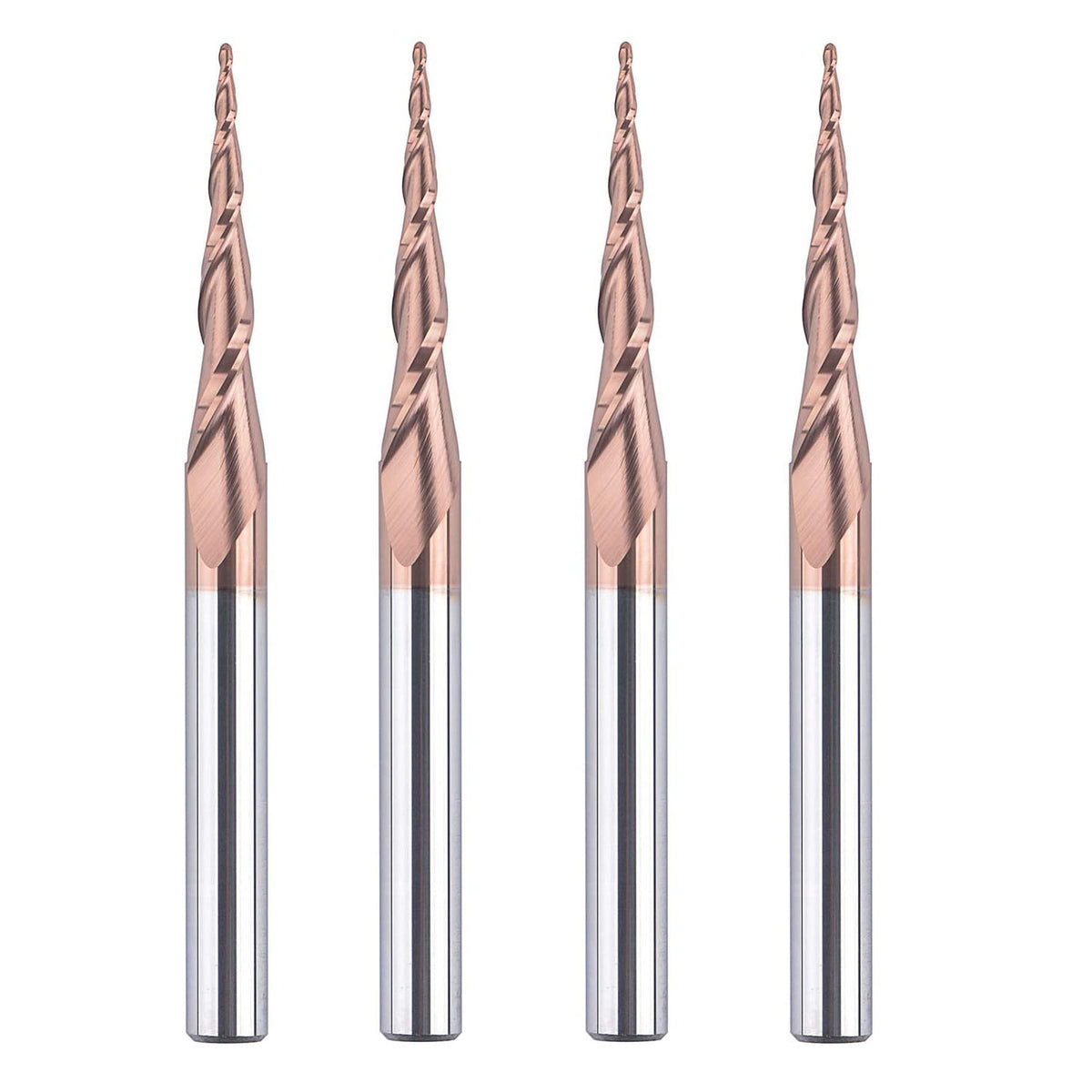 4Pcs Tapered Ball Nose End Mill 1/4 Shank 1.0mm Dia. 4.82 Deg CNC Router Carving Bits Pack of 2 I384929