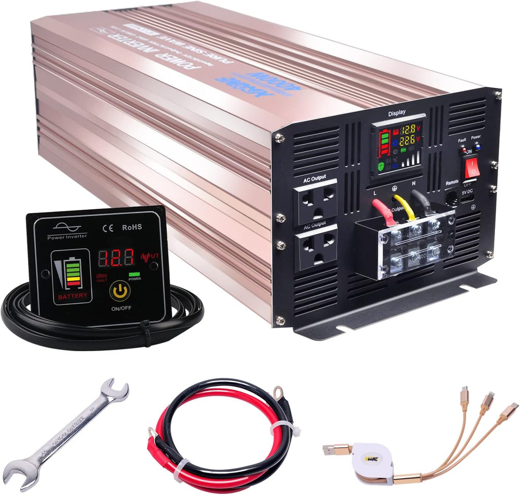 4000 Watts Pure Sine Wave Power Inverter with Remote Control and LED Display N450