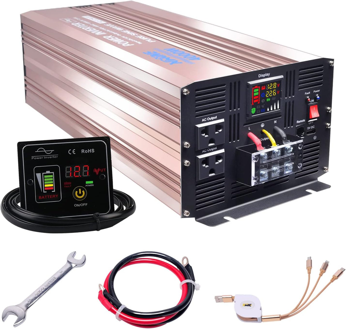 4000 Watts Pure Sine Wave Power Inverter with Remote Control and LED Display N450