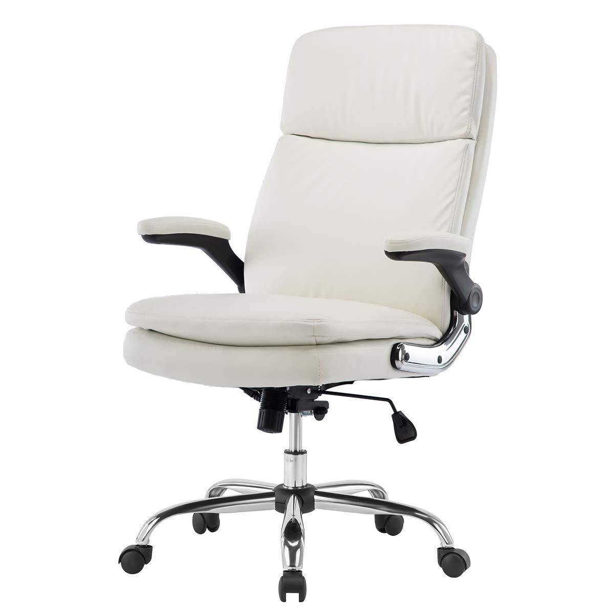 High Back Bonded Leather Executive Office Chair with Flip-Up Arms Z304875