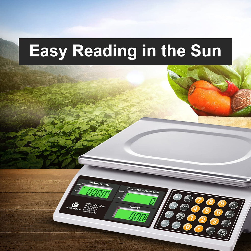 66lb Digital Commercial Food Weighing Scale with Green Backlight LCD V3738