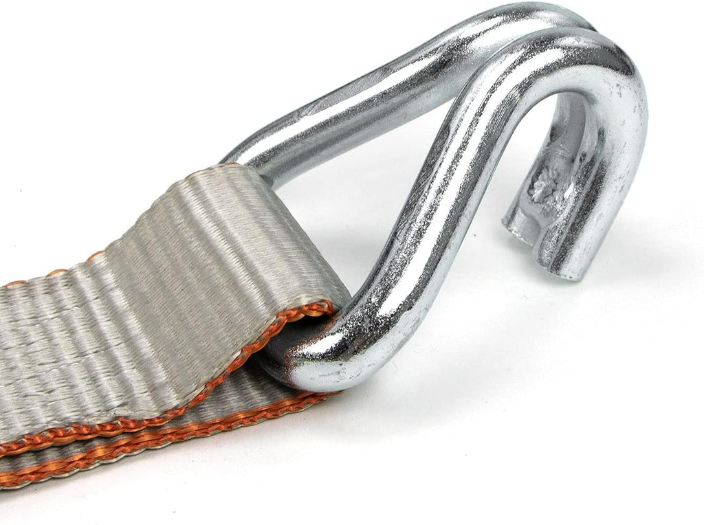 Winch Strap with Heavy Wire Hook, 2 Inch x 15 Foot, 4 Pack, 3,300 Pound Safe Working Load V100270