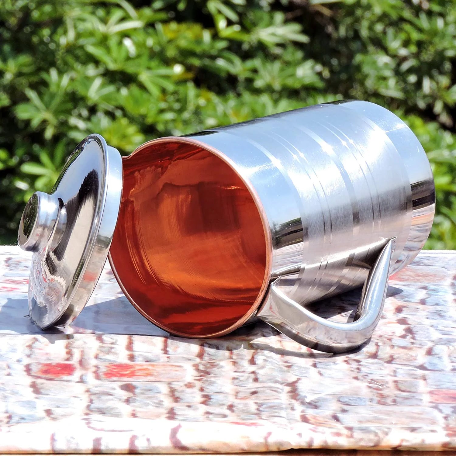 Stainless Steel and Copper Pitcher with Lid, 1.7 Lt. F667