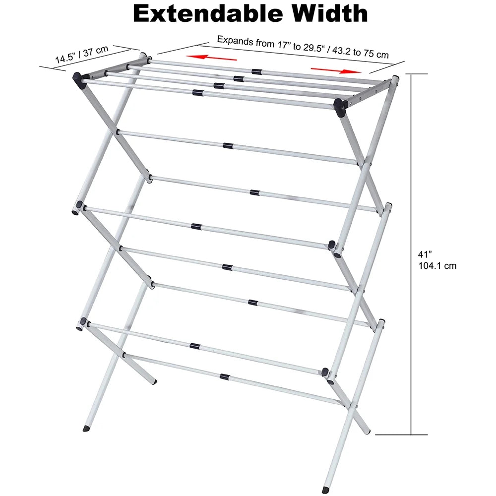 Grey Steel 3-tier Expandable Clothes Dryer M569