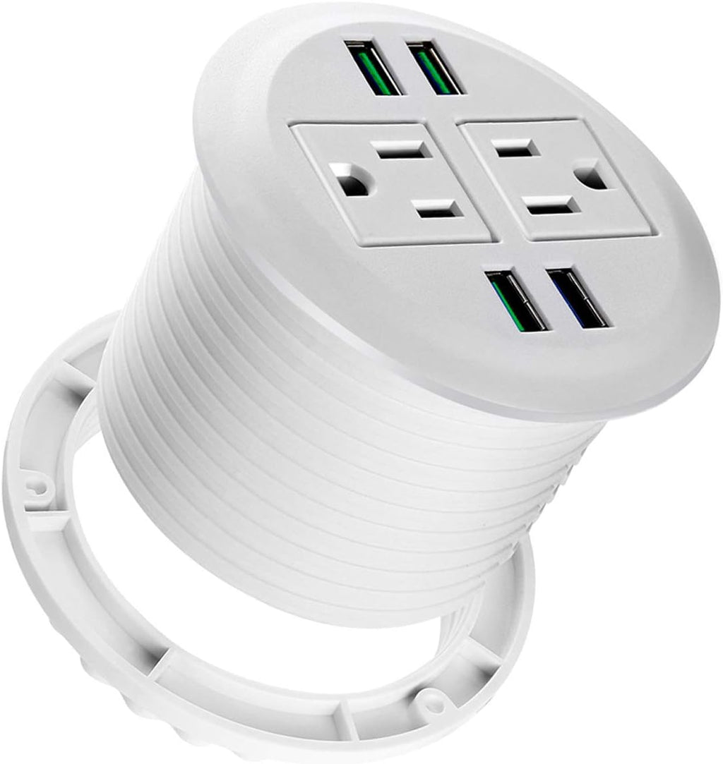3 inch Desk USB C Power Grommet, 2 Outlets, 3 USB, Pack of 2 R76549