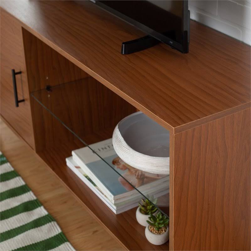 Pecan TV Stand with Black Legs N205822