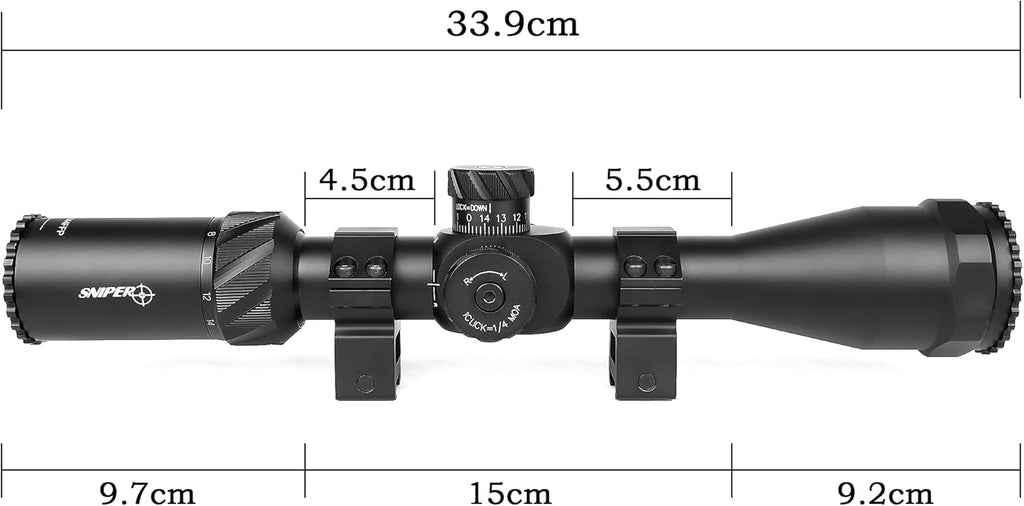 4-14x44 FFP Rifle Scope 30mm Tube with Red/Green Illuminated MOA Reticle S2589